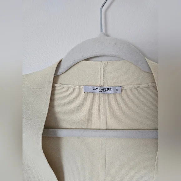 MM Lafleur Cardigan Woolf Blazer Womens Size Small Cream Open Front Jardigan - Picture 9 of 13